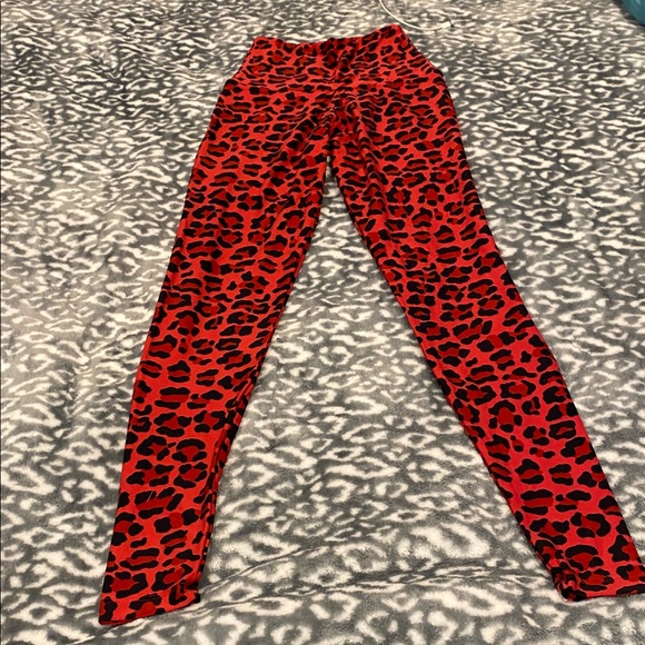 Red and Black Leopard Leggings - Picture 2 of 4